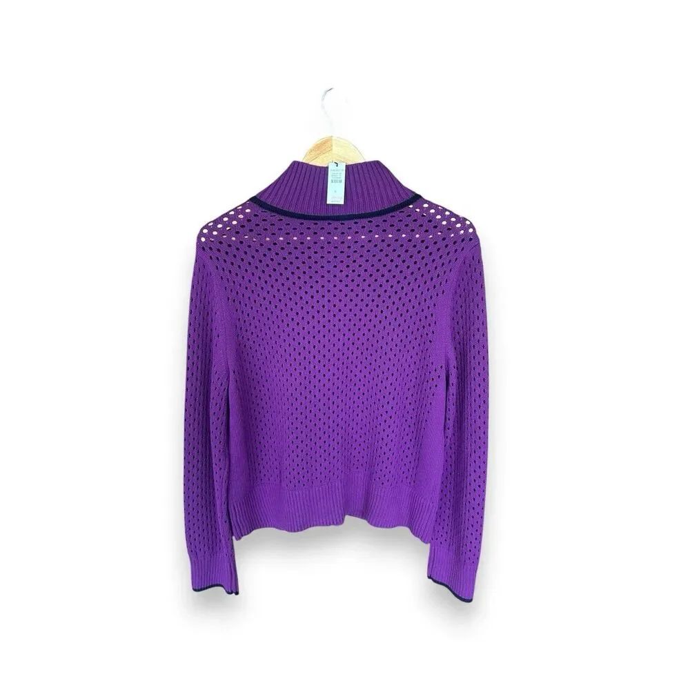 T By Talbots Mulberry Cool Max Cardigan Zip Up Sweater Size Large